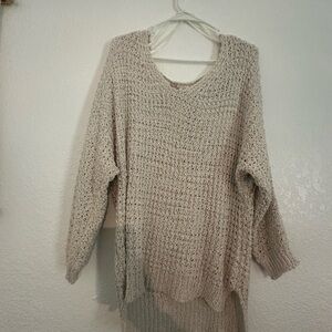 Miracle Cream Crew Neck Sweater with Chunky Knit